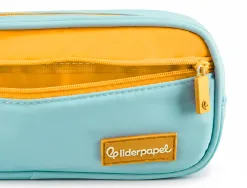 Trousse liderpapel duo 3 fermetures eclair avec poche a l'avant coloris bleu clair 220x90x70 mm