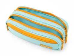 Trousse liderpapel duo 3 fermetures eclair avec poche a l'avant coloris bleu clair 220x90x70 mm