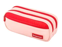 Trousse liderpapel duo 3 fermetures eclair avec poche a l'avant coloris rose 220x90x70mm