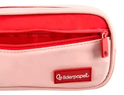 Trousse liderpapel duo 3 fermetures eclair avec poche a l'avant coloris rose 220x90x70mm