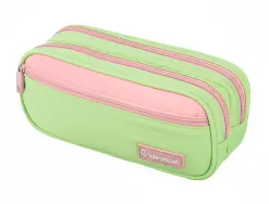 Trousse liderpapel duo 3 fermetures eclair avec poche a l'avant coloris vert pastel 220x90x70mm