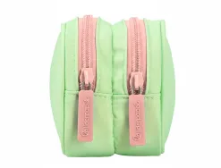 Trousse liderpapel duo 3 fermetures eclair avec poche a l'avant coloris vert pastel 220x90x70mm