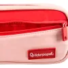 Trousse liderpapel duo 2 fermetures eclair avec poche a l'avant coloris rose 20x90x50mm