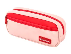 Trousse liderpapel duo 2 fermetures eclair avec poche a l'avant coloris rose 20x90x50mm