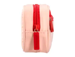 Trousse liderpapel duo 2 fermetures eclair avec poche a l'avant coloris rose 20x90x50mm