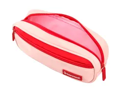 Trousse liderpapel duo 2 fermetures eclair avec poche a l'avant coloris rose 20x90x50mm