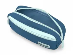 Trousse liderpapel duo 2 fermetures eclair avec poche a l'avant coloris bleu fonce 220x90x50mm