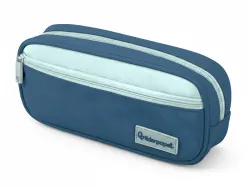Trousse liderpapel duo 2 fermetures eclair avec poche a l'avant coloris bleu fonce 220x90x50mm