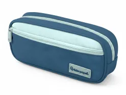Trousse liderpapel duo 2 fermetures eclair avec poche a l'avant coloris bleu fonce 220x90x50mm