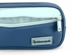 Trousse liderpapel duo 2 fermetures eclair avec poche a l'avant coloris bleu fonce 220x90x50mm