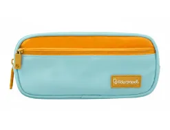 Trousse liderpapel duo 2 fermetures eclair avec poche a l'avant coloris bleu clair 220x90x50mm