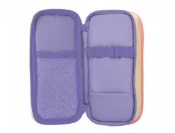 Trousse liderpapel funky 3 fermetures eclair jaune rose et lilas 220x100x65mm