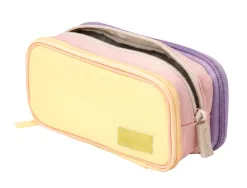 Trousse liderpapel funky 3 fermetures eclair jaune rose et lilas 220x100x65mm