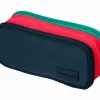 Trousse liderpapel funky 3 fermetures eclair bleue fuschia et turquoise 220x100x65mm
