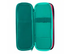 Trousse liderpapel funky 3 fermetures eclair bleue fuschia et turquoise 220x100x65mm