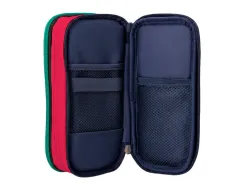 Trousse liderpapel funky 3 fermetures eclair bleue fuschia et turquoise 220x100x65mm