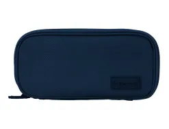 Trousse liderpapel funky 3 fermetures eclair bleue fuschia et turquoise 220x100x65mm