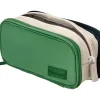 Trousse liderpapel funky 3 fermetures eclair verte blanche et bleue 220x100x65mm