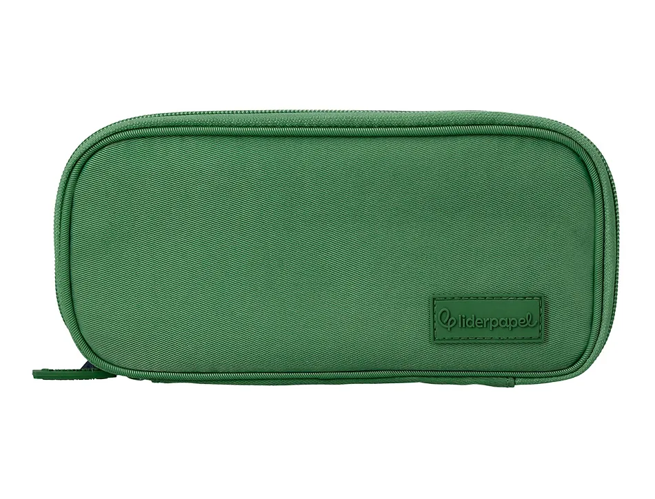 Trousse liderpapel funky 3 fermetures eclair verte blanche et bleue 220x100x65mm