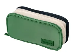 Trousse liderpapel funky 3 fermetures eclair verte blanche et bleue 220x100x65mm
