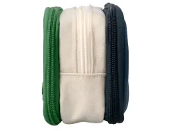 Trousse liderpapel funky 3 fermetures eclair verte blanche et bleue 220x100x65mm