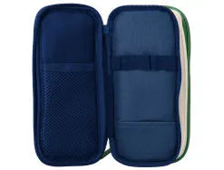 Trousse liderpapel funky 3 fermetures eclair verte blanche et bleue 220x100x65mm