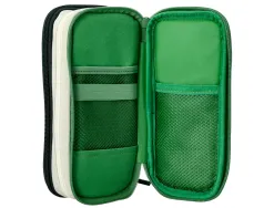 Trousse liderpapel funky 3 fermetures eclair verte blanche et bleue 220x100x65mm