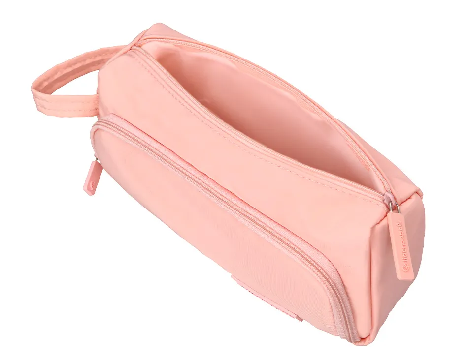 Trousse liderpapel minibag 2 fermetures eclair avec poche interieure coloris rose pastel 212x100x70mm