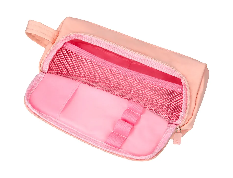 Trousse liderpapel minibag 2 fermetures eclair avec poche interieure coloris rose pastel 212x100x70mm