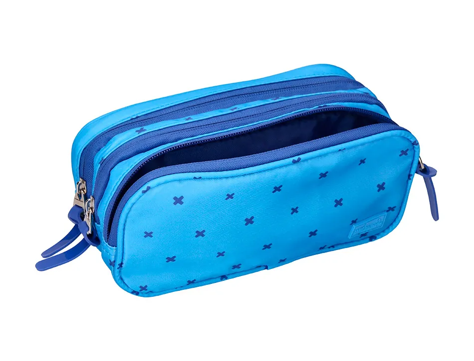 Trousse liderpapel scolaire 3 compartiments coloris bleu