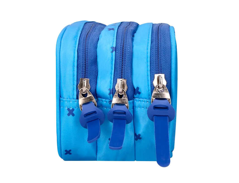 Trousse liderpapel scolaire 3 compartiments coloris bleu