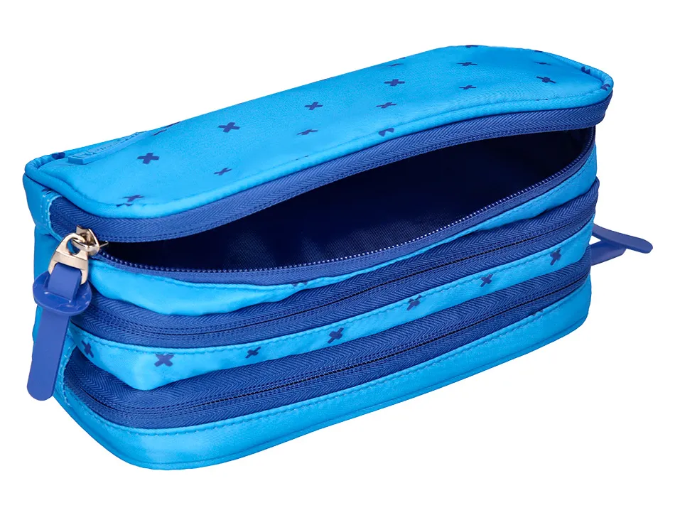 Trousse liderpapel scolaire 3 compartiments coloris bleu