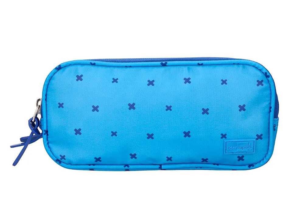 Trousse liderpapel scolaire 3 compartiments coloris bleu