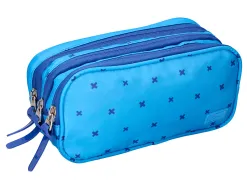 Trousse liderpapel scolaire 3 compartiments coloris bleu