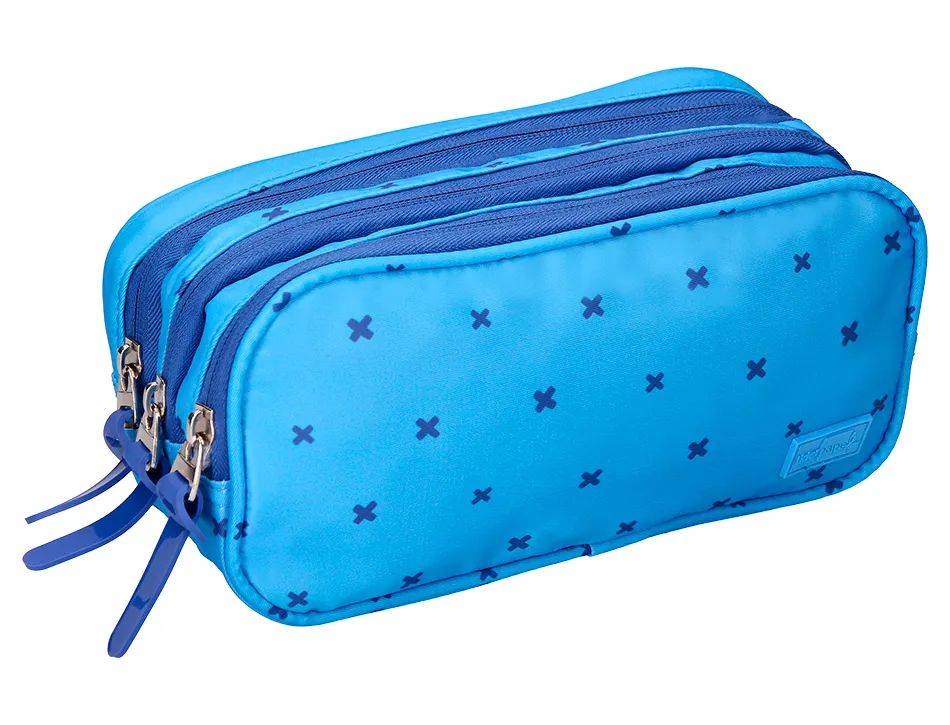Trousse liderpapel scolaire 3 compartiments coloris bleu