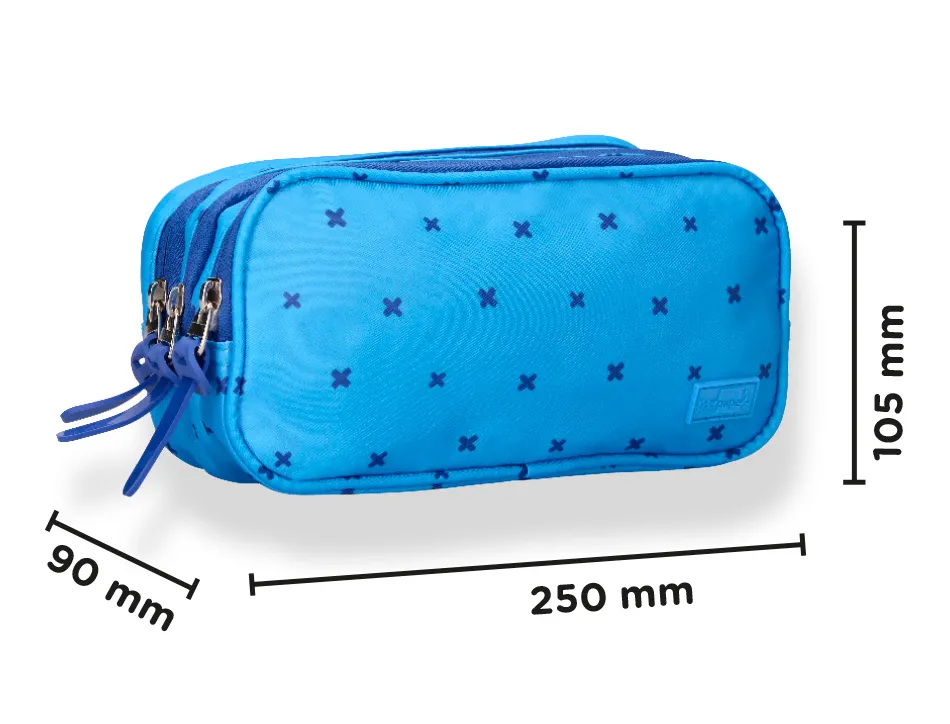Trousse liderpapel scolaire 3 compartiments coloris bleu