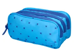 Trousse liderpapel scolaire 3 compartiments coloris bleu