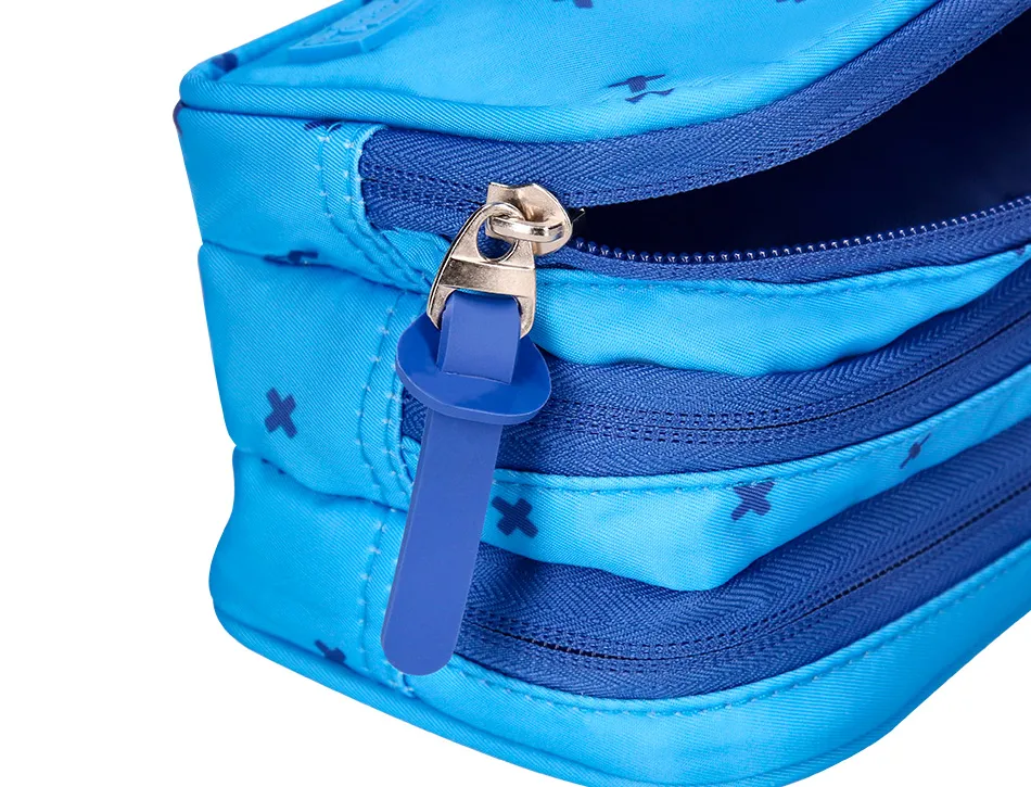 Trousse liderpapel scolaire 3 compartiments coloris bleu