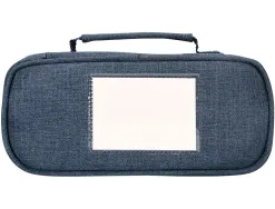 Trousse liderpapel scolaire ovale volet effacable a sec et poignee 1 compartiment 3 coloris assortis