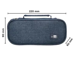 Trousse liderpapel scolaire ovale volet effacable a sec et poignee 1 compartiment 3 coloris assortis