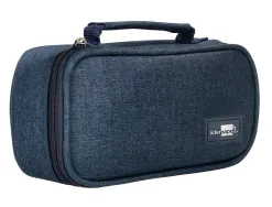 Trousse liderpapel scolaire ovale volet effacable a sec et poignee 1 compartiment 3 coloris assortis