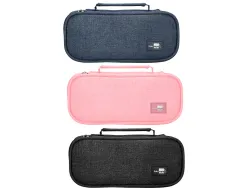 Trousse liderpapel scolaire ovale volet effacable a sec et poignee 1 compartiment 3 coloris assortis