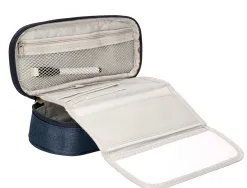 Trousse liderpapel scolaire ovale volet effacable a sec et poignee 1 compartiment 3 coloris assortis