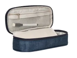 Trousse liderpapel scolaire ovale volet effacable a sec et poignee 1 compartiment 3 coloris assortis