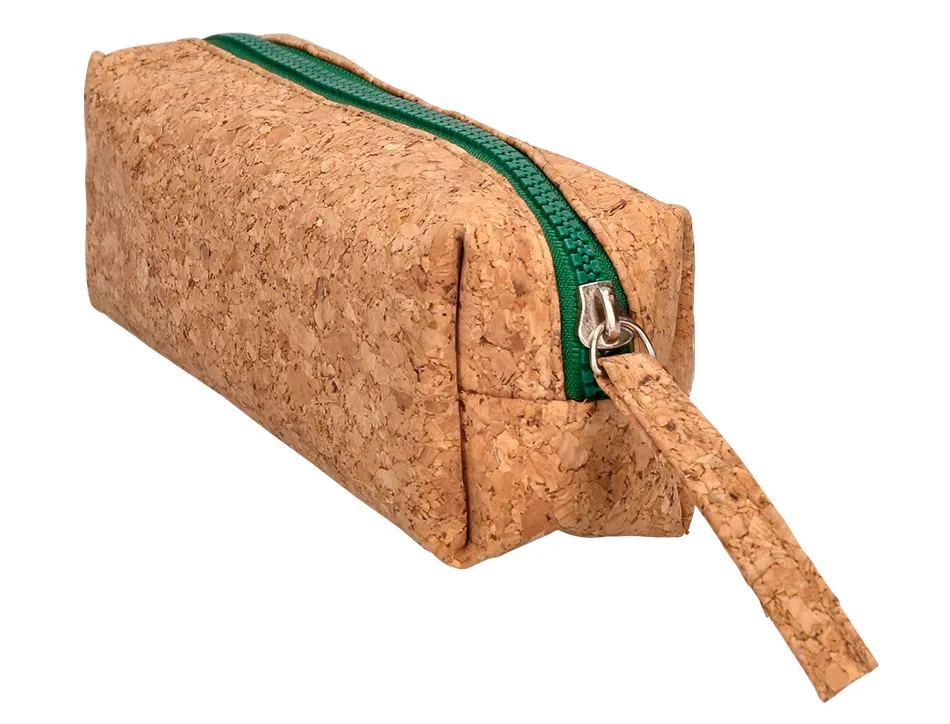 Trousse liderpapel scolaire rectangulaire liege zip coloris 185x55x70mm 1 compartiment coloris naturel