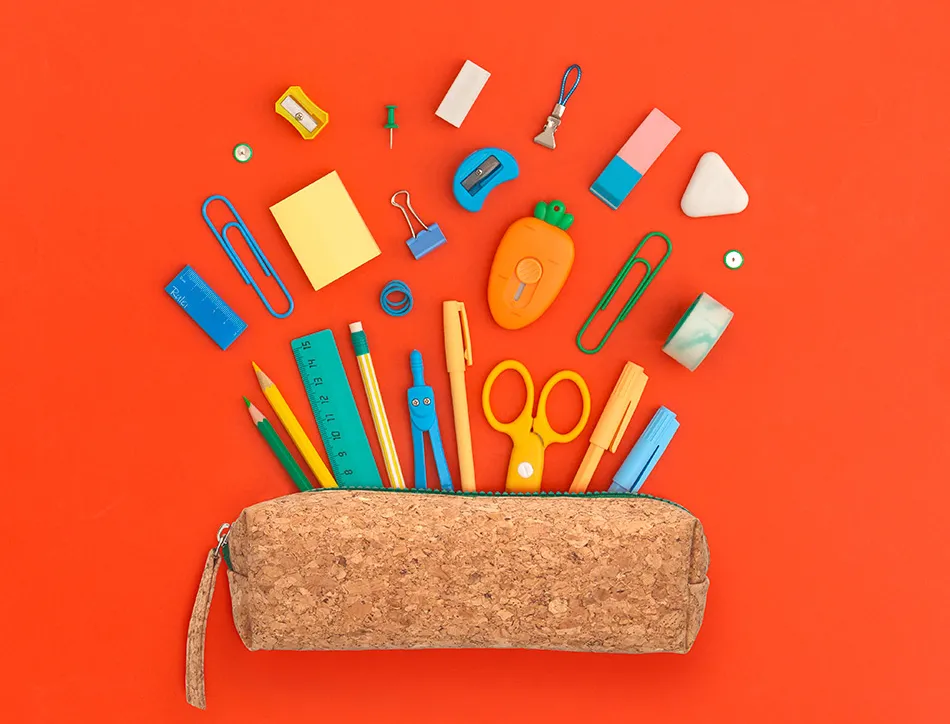 Trousse liderpapel scolaire rectangulaire liege zip coloris 185x55x70mm 1 compartiment coloris naturel