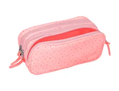Trousse liderpapel scolaire 3 compartiments coloris rose