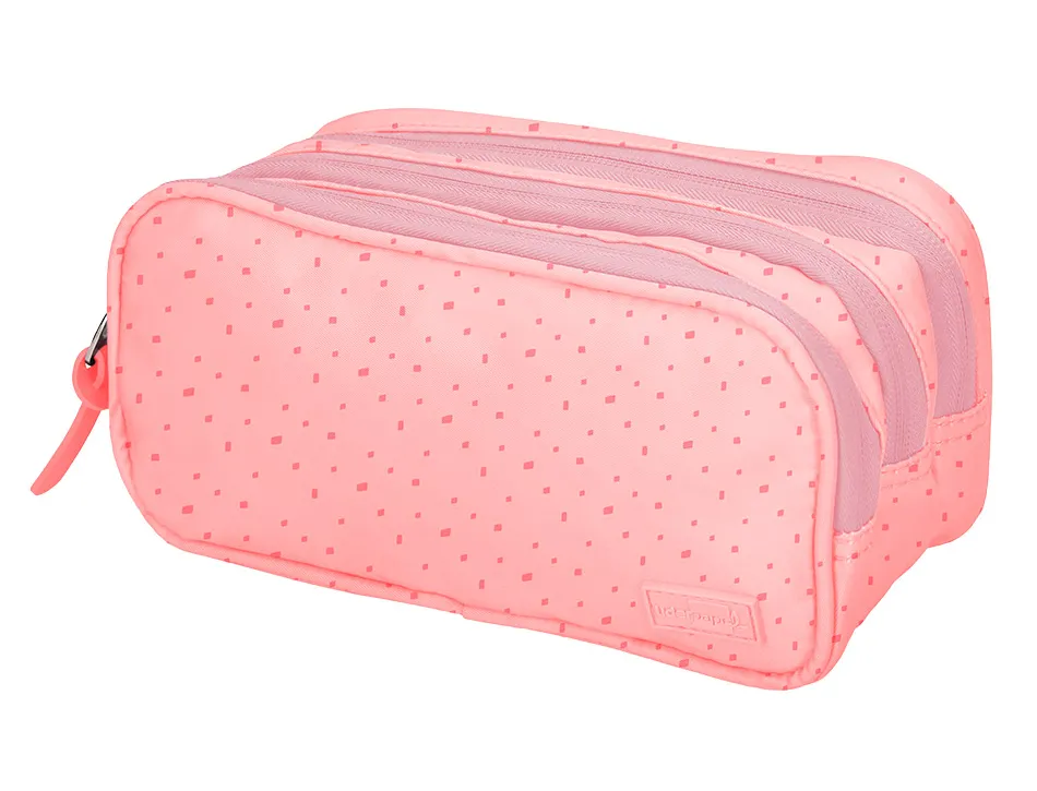 Trousse liderpapel scolaire 3 compartiments coloris rose