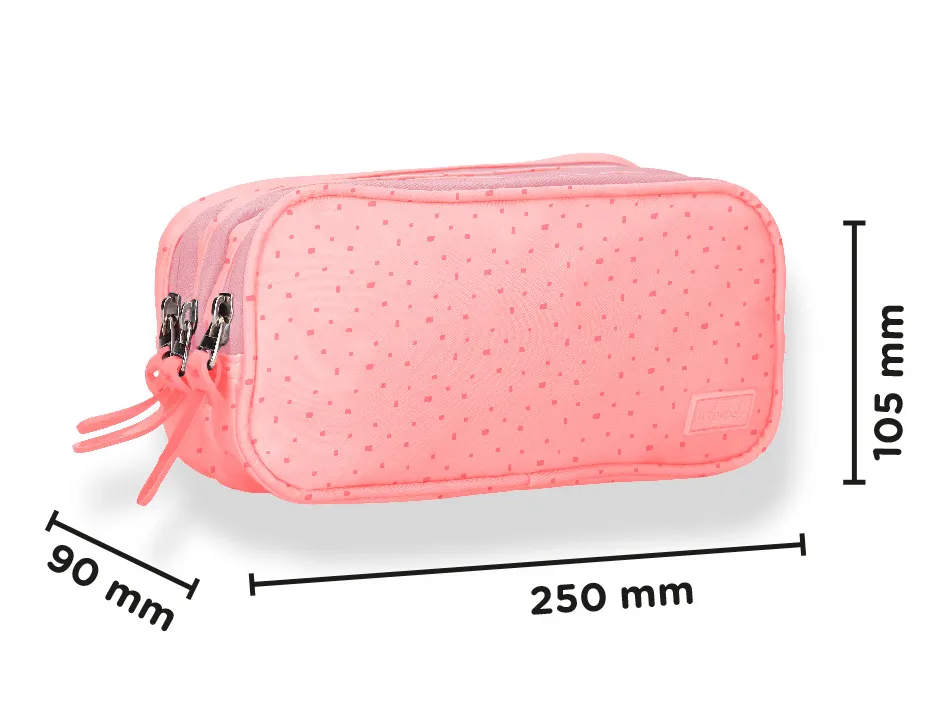 Trousse liderpapel scolaire 3 compartiments coloris rose