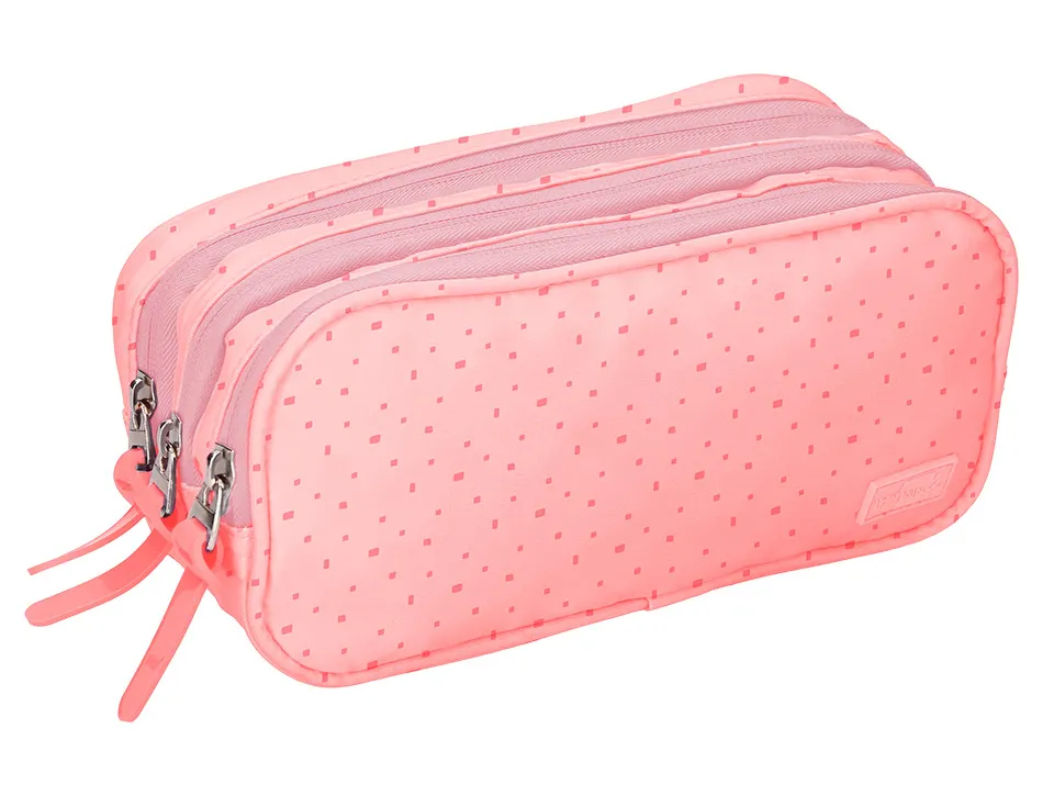 Trousse liderpapel scolaire 3 compartiments coloris rose
